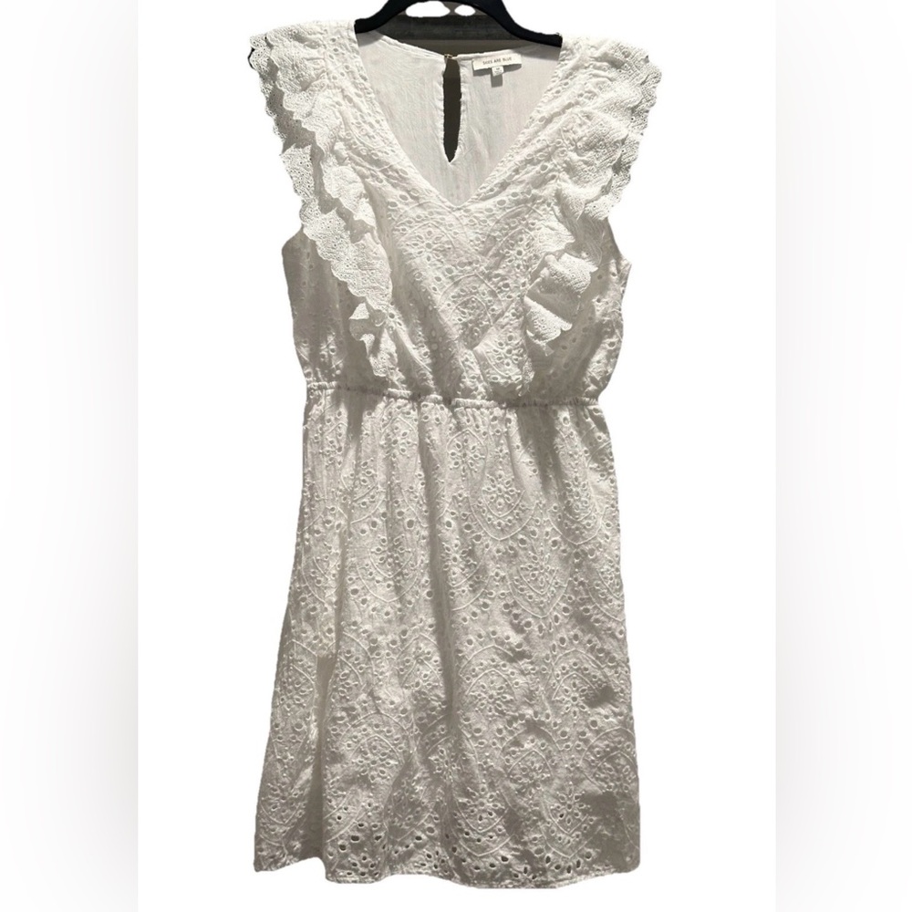 SKIES ARE BLUE Cotton Lace Ruffle Cottagecore LWD Mini Dress Size Medium